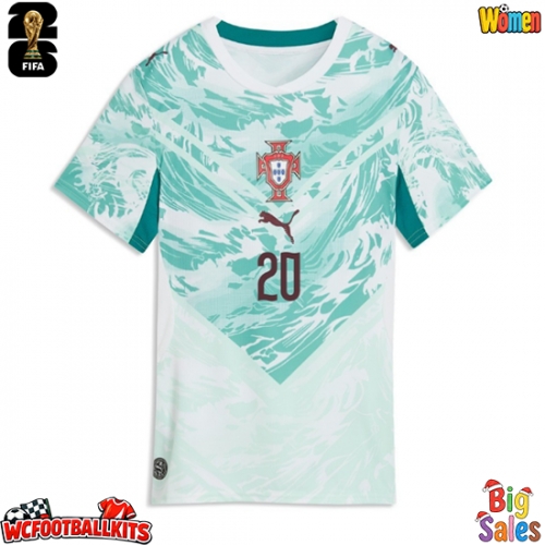 Portugal Joao Cancelo #20 Replica Away Stadium Shirt for Women World Cup 2026 Short Sleeve